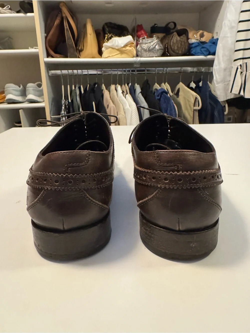 Salvatore Ferragamo Dark Brown Brogue Cap-Toe Oxfords